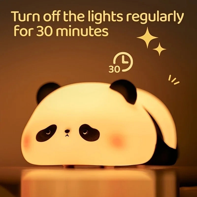 Luminária de Silicone Nocturna Sensor De Toque Panda Fofa Recarregável De USB