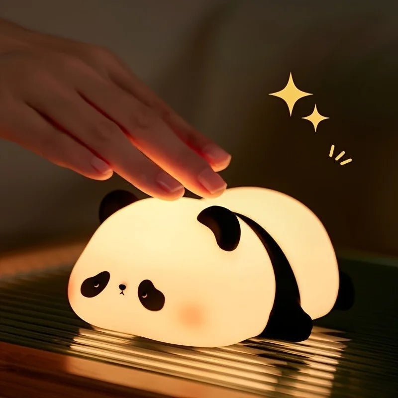 Luminária de Silicone Nocturna Sensor De Toque Panda Fofa Recarregável De USB