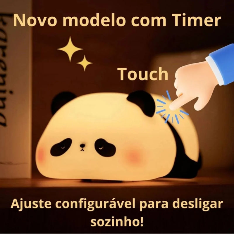 Luminária de Silicone Nocturna Sensor De Toque Panda Fofa Recarregável De USB