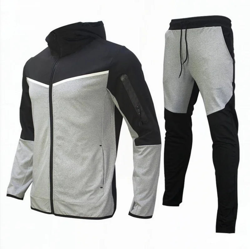 2024 Men Tracksuits 2 Piece Set Black Sports Suit Jogging Men New Brand Designer Style Tech Sweatpants Black Techwear Polyester