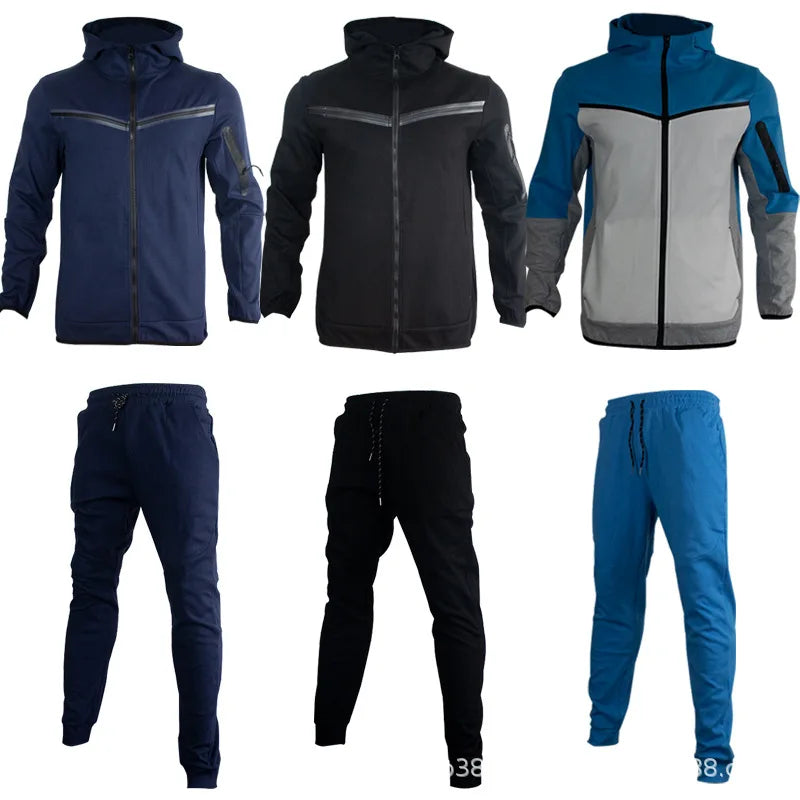 2022 Suit Brand Men's Sweatsuit Tech Hoodie Cotton Stretch Training Wear Good Quality Coat Sweatpants Sport Set Men Clothing