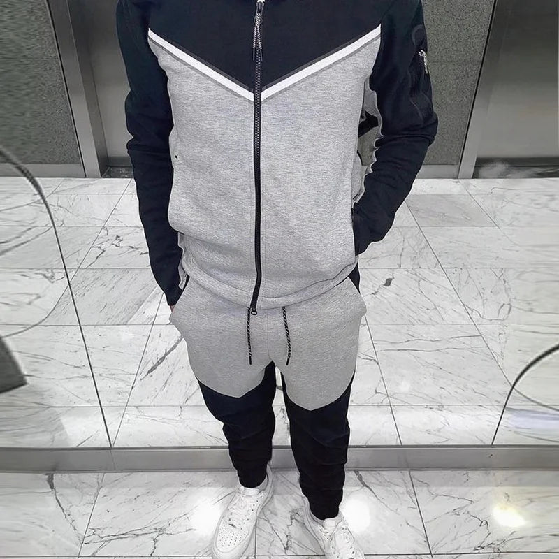 2024 Men Tracksuits 2 Piece Set Black Sports Suit Jogging Men New Brand Designer Style Tech Sweatpants Black Techwear Polyester