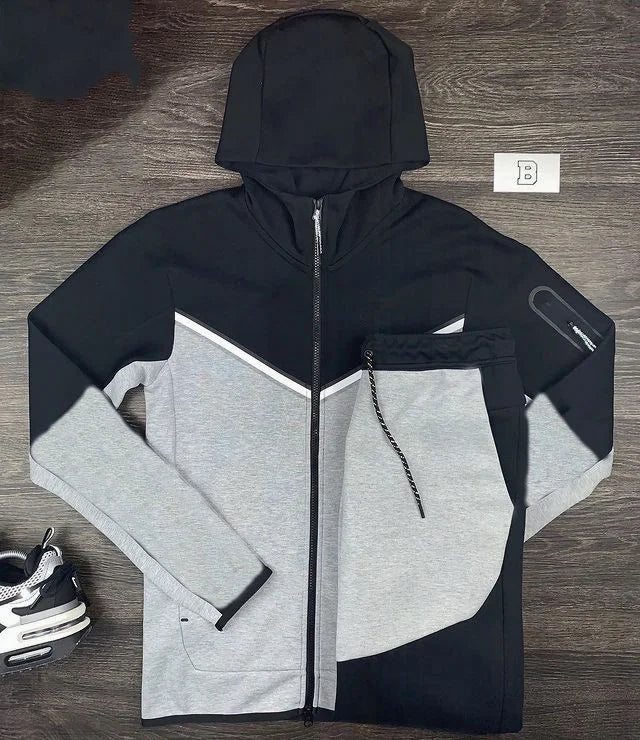 2024 Men Tracksuits 2 Piece Set Black Sports Suit Jogging Men New Brand Designer Style Tech Sweatpants Black Techwear Polyester