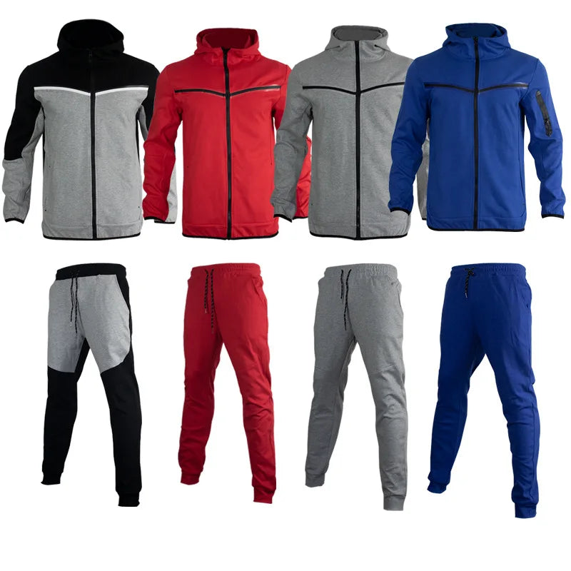 2022 Suit Brand Men's Sweatsuit Tech Hoodie Cotton Stretch Training Wear Good Quality Coat Sweatpants Sport Set Men Clothing